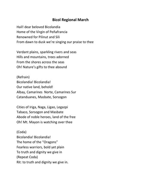 bicol march lyrics|Bicol Regional March [51436y7q1v4j] .